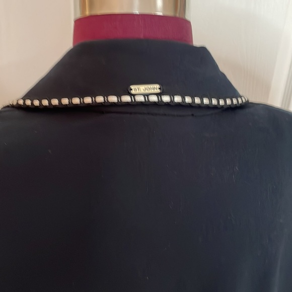 St John Sport by Marie Gray zip up jacket white stitch trim in Onyx size L - Picture 3 of 13